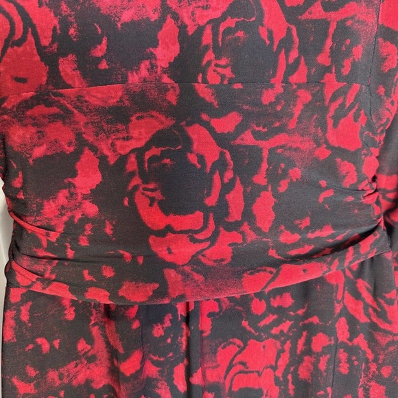 Lauren Ralph Lauren Red Black Stretch Jersey 10 Long Sleeve Holiday Xmas - Picture 5 of 13